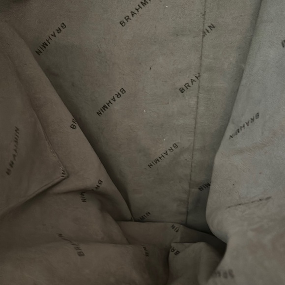 Brahmin designer Brown Embossed Leather handbag couture shoulder Tote - Picture 10 of 12